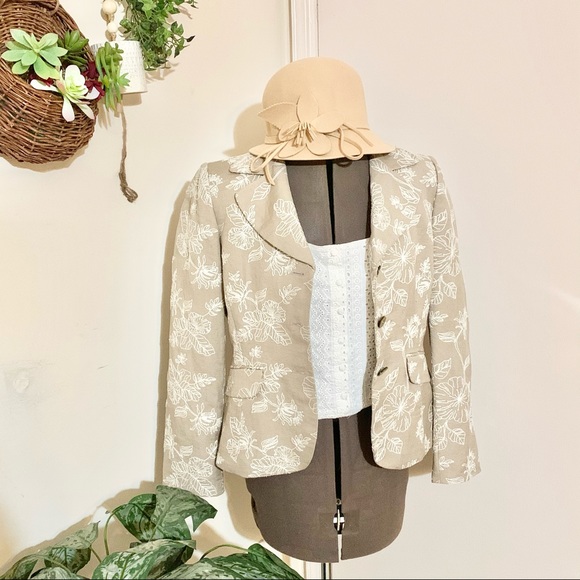 Neutral Embroidered Blazer - Picture 4 of 12